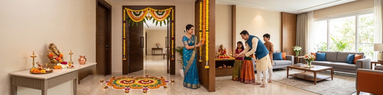 Housewarming ceremony celebration for Griha Pravesh