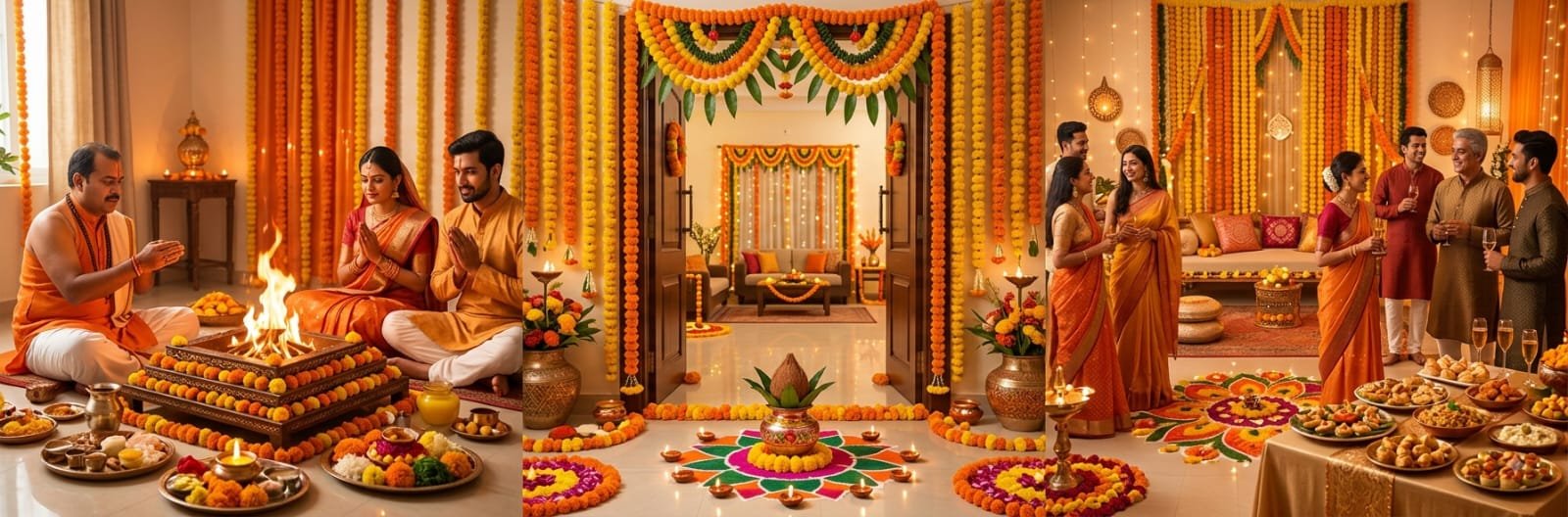 Traditional Griha Pravesh puja ceremony at a new home