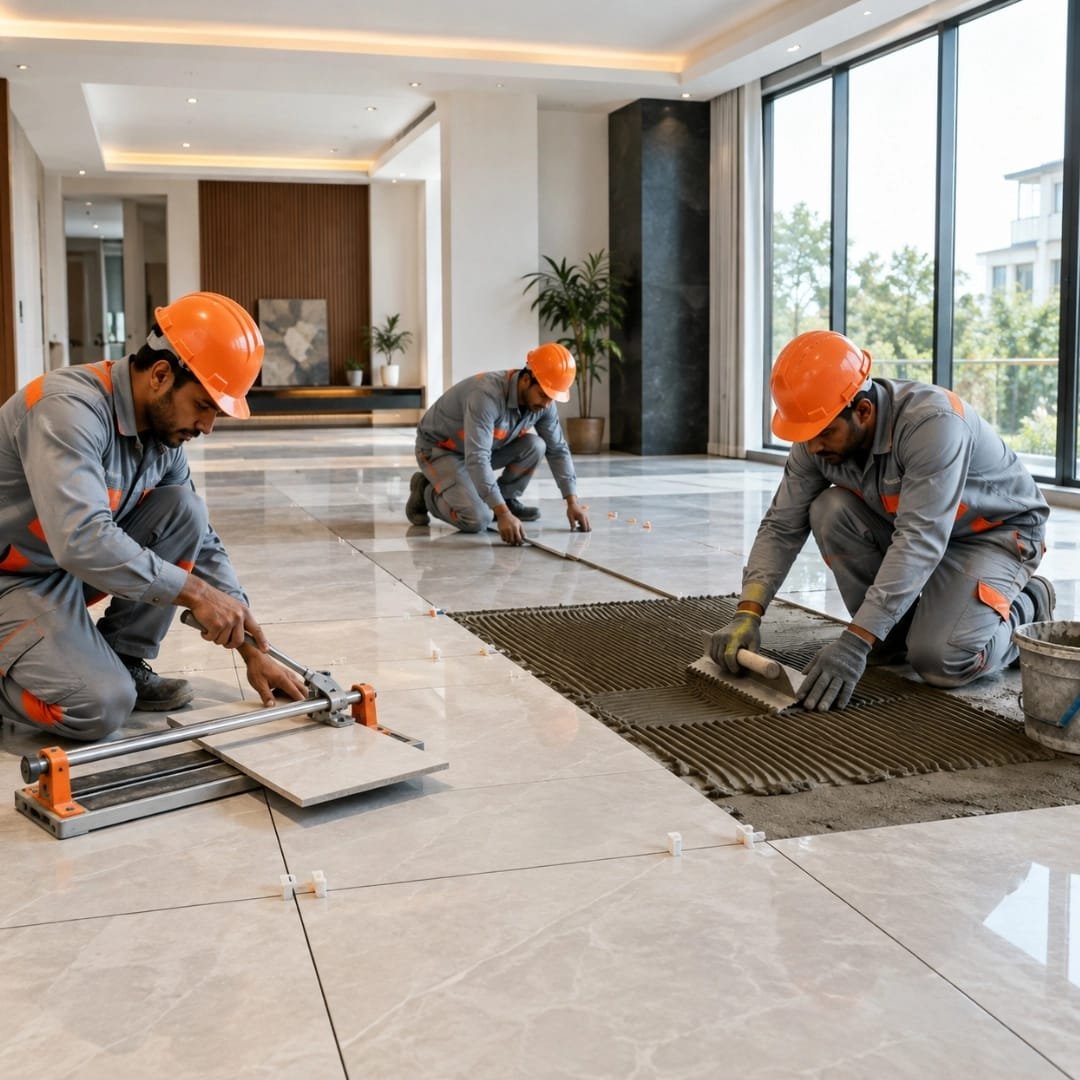 Floor tile installation