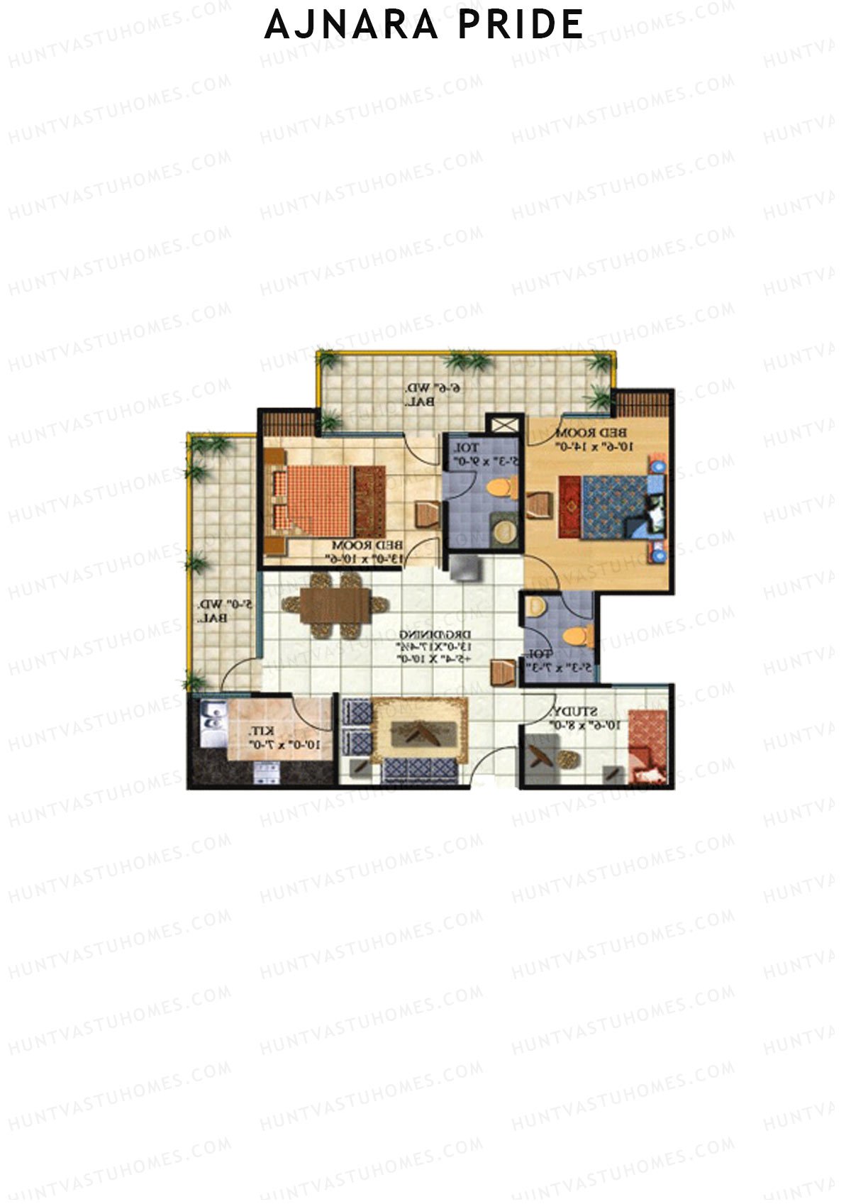 2.5 BHK - Large floor plan