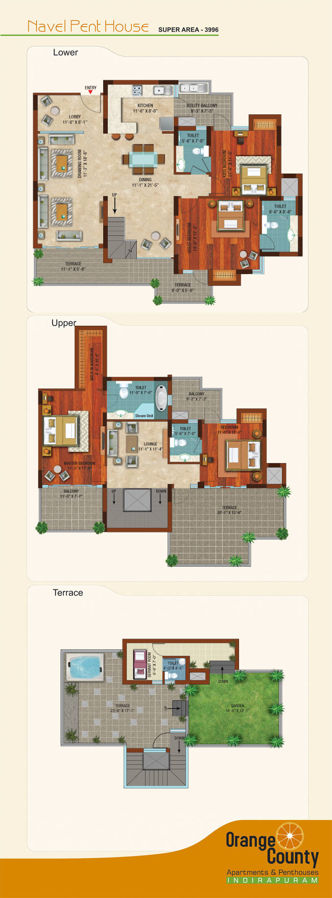 Navel Penthouse - 3996 sq.ft floor plan