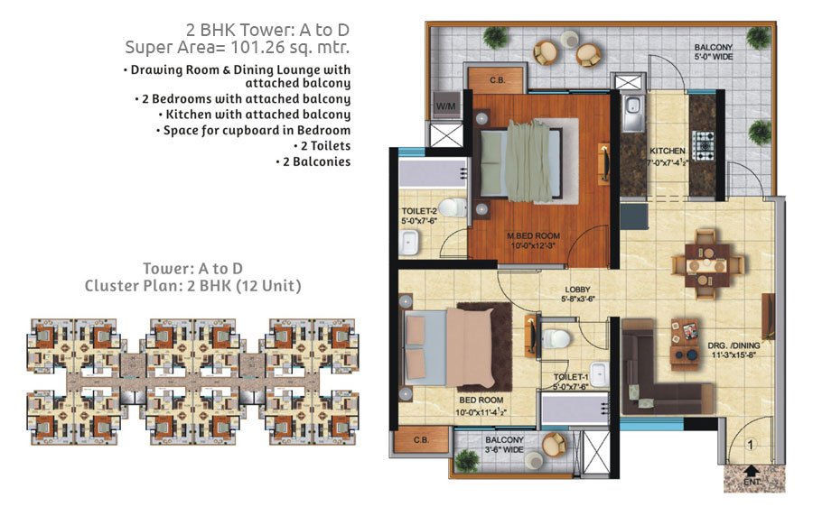 2 BHK · 1,090 sq.ft. floor plan