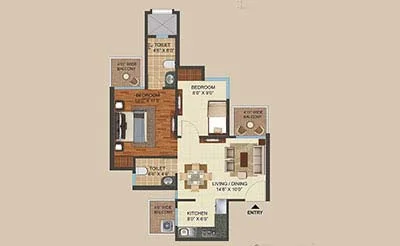 2 BHK Compact floor plan