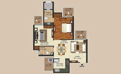 2 BHK Optima floor plan