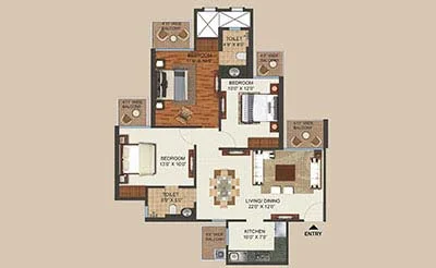 3 BHK Optima floor plan